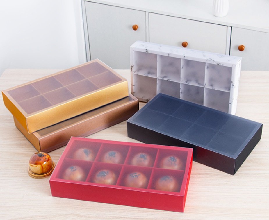 8 capsules chocolate carton box علبة تغليف كرتونية للشوكلا - 8 تقسيمات - 10 قطع - الصورة 1