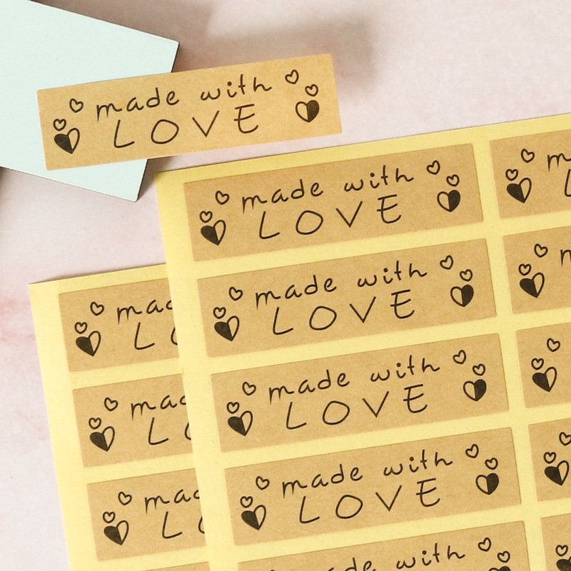 rectangle-made-with-love-stickers ستيكرز ميد وذ لف مستطيل - الشكل الاول - 50 ستيكر - الصورة 1