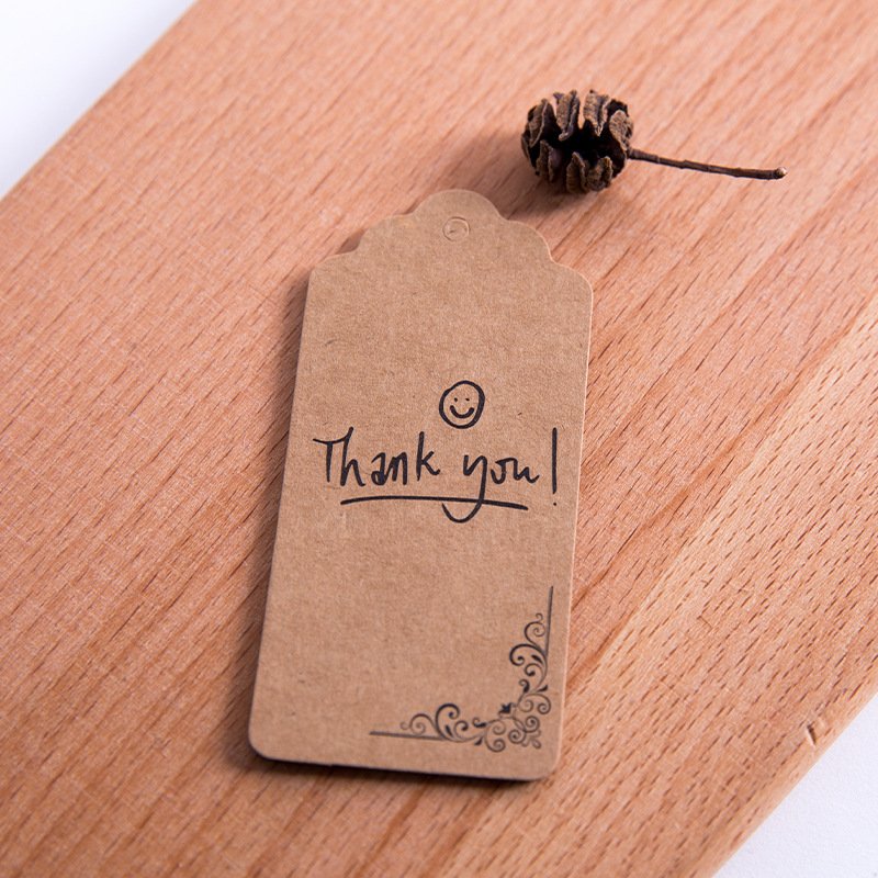 rectangle thank you tag تعليقة ثانك يو مستطيل بني كبير - 50 تعليقة - الصورة 1