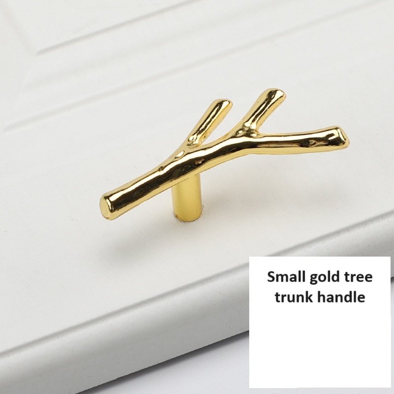 small gold tree trunk handle يد صينية - جذع شجرة صغير- ذهبي - قطعتين - الصورة 1