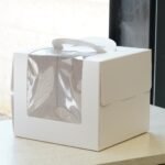 علبة تغليف كرتونية لف للكيك مع يد - ابيض - 10 قطع